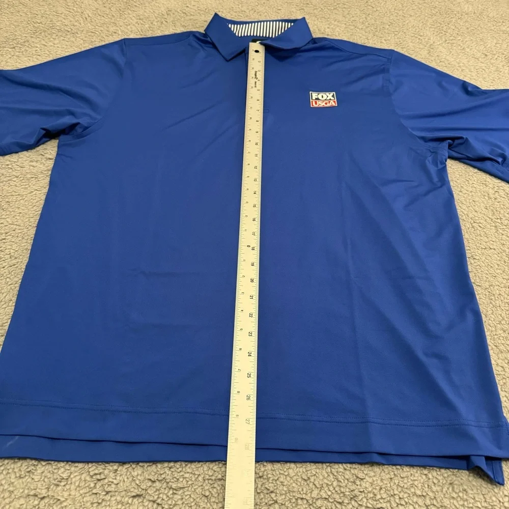 Footjoy Polo Shirt Men Large Blue Golf Performance Moisture Wicking‎ FJ Fox USGA